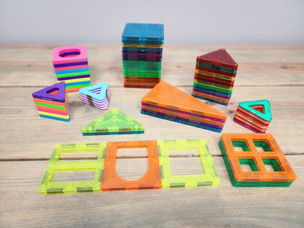 Lot of 70 Tiles Magnetic Magnatiles Colorful Shapes Kids Toys